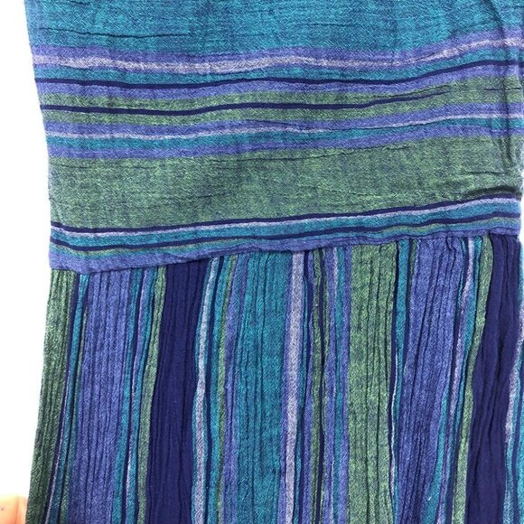 Roxy blue purple green striped halter cross back mini dress - Picture 9 of 13